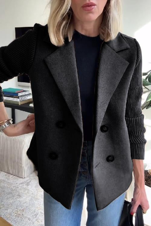 Chic Patchwork Sleeve Coat