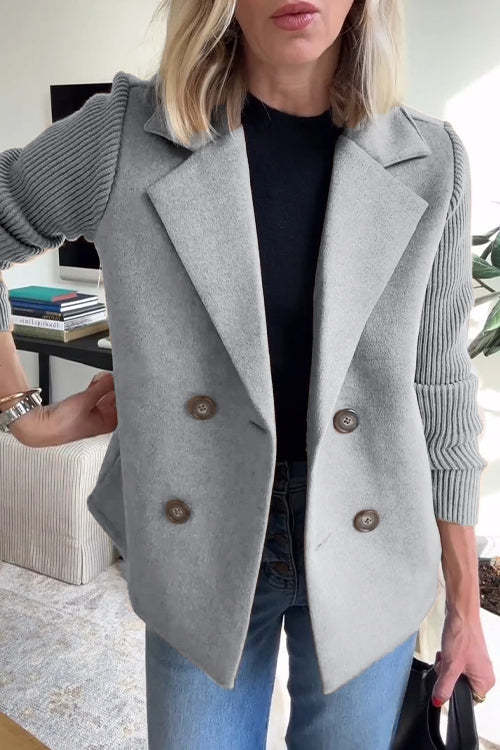 Chic Patchwork Sleeve Coat