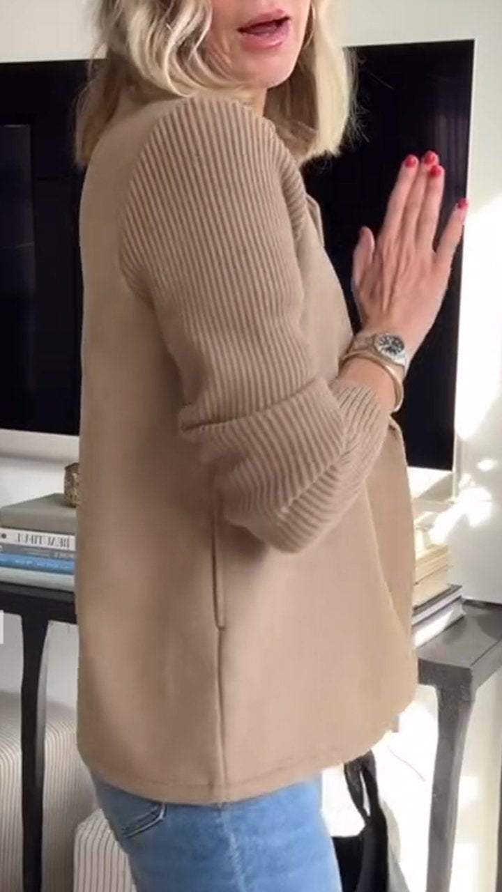 Chic Patchwork Sleeve Coat