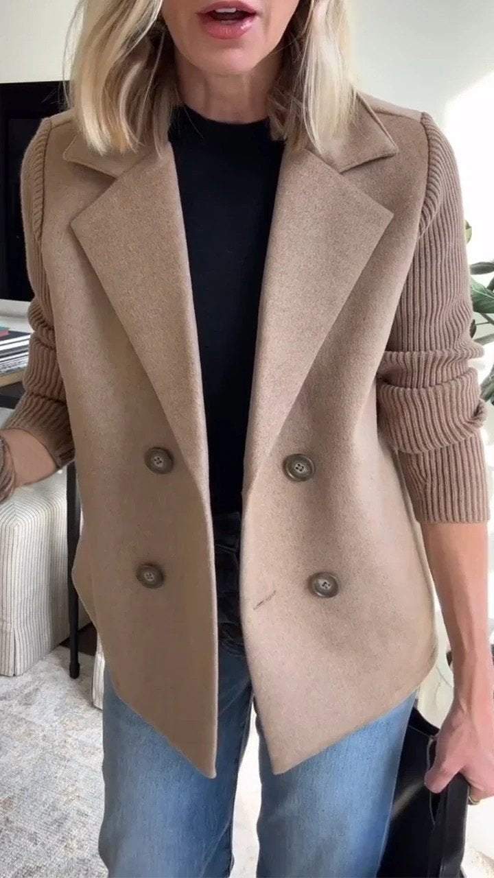 Chic Patchwork Sleeve Coat