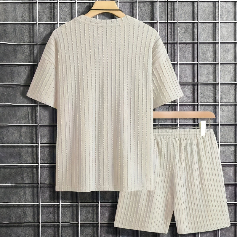 💕Men’s Summer 2-piece Set - Drop Shoulder T-shirt and Drawstring Shorts | Ultra-Breathable & Quick-Dry Fabric
